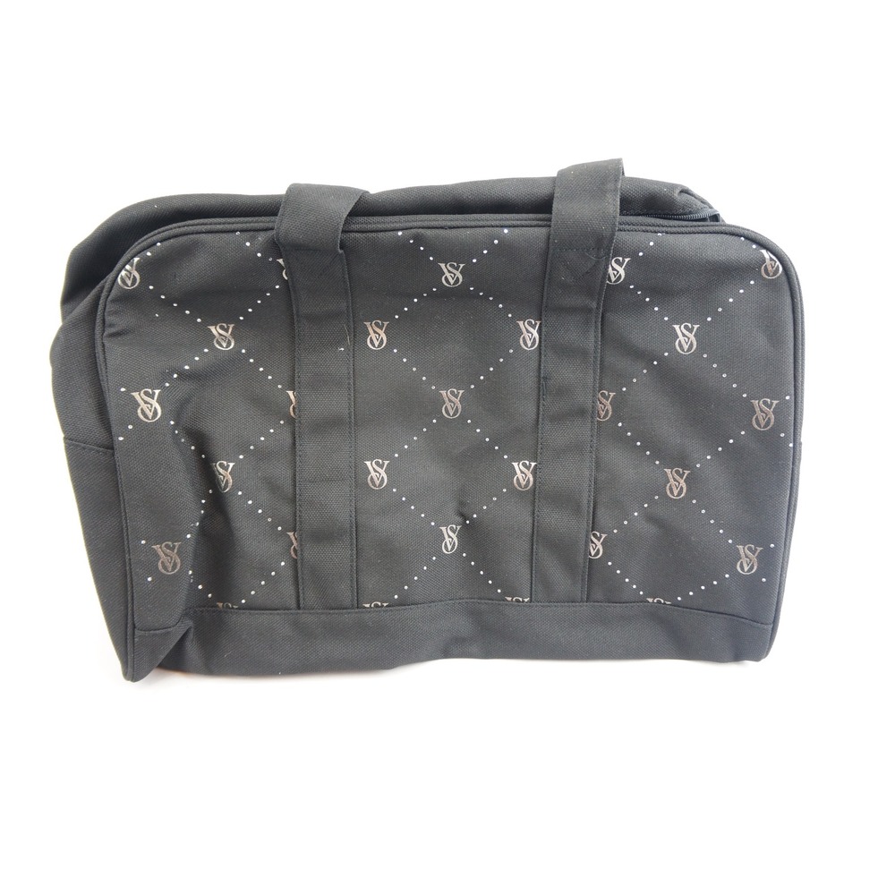 Victoria's Secret Tote Bag Large Black VS Monogram Canvas Travel New With‎ Tags